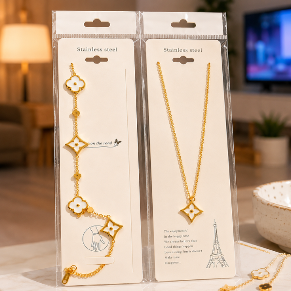 Golden Clover Charm Jewelry Set