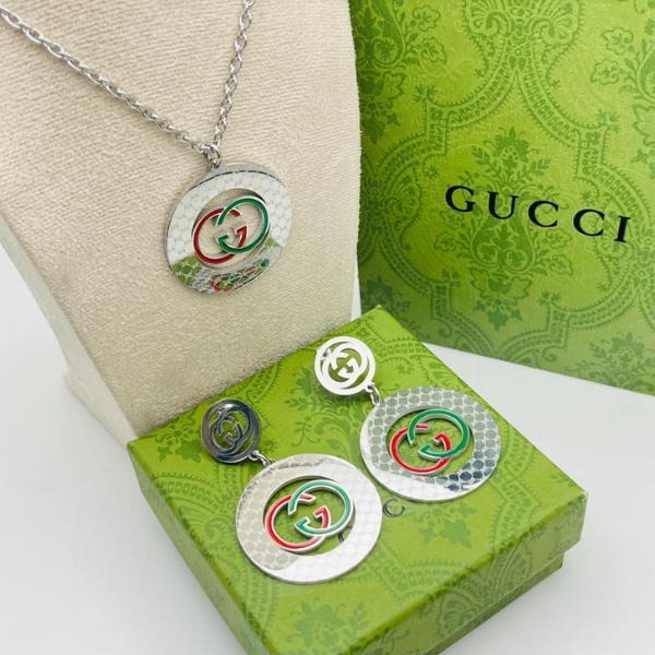 Silver GG Pendant Jewelry Set