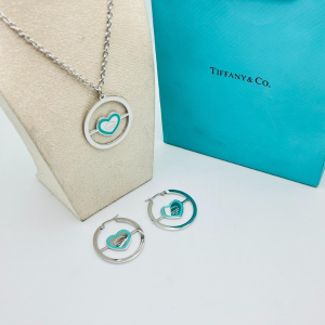 Silver Blue Heart Jewelry Set